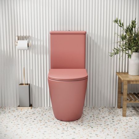 Унитаз напольный с бачком Grossman Color GR-4480PIMS розовый с сиденьем безободковый каскадный смыв