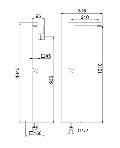Смеситель Webert Pegaso PE832101560 напольный черный - фото 3
