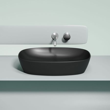 Раковина из сантехнического фарфора Ceramica Nova ELEMENT CN6049MB 60х40 накладная цвет черный без отверстий под смеситель