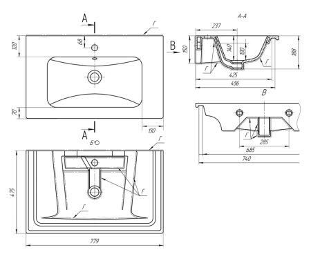 Раковина мебельная керамическая Dreja Euphoria 80 640177 80х50 накладная цвет белый