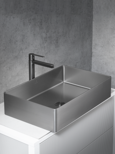 Раковина из нержавеющей стали AltroBagno Solido AltroBagnoSolido001022MtGr 60х41 накладная цвет оружейная сталь - фото 3
