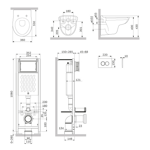 Комплект унитаз с инсталляцией с клавишей смыва Am.Pm Willow IS110151.DX15C1700 - фото 2