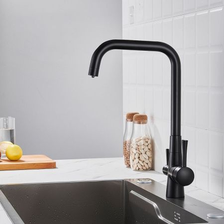 Смеситель для кухни Shevanik S528H на мойку черный