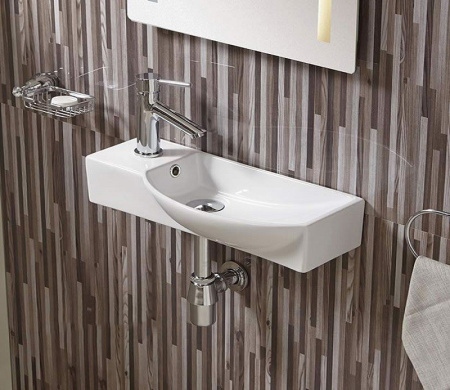 Раковина из санфаянса CeramaLux 7947CR 51х25 подвесная цвет белый 1 отверстие под смеситель