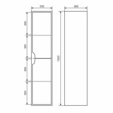 Шкаф-пенал Uperwood Modul 2930205401 30х150 подвесной цвет белый