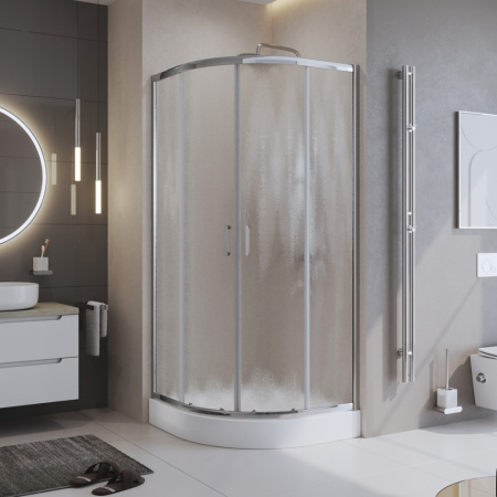 Душевой уголок BelBagno UNO-195 UNO-195-R-2-90-CH-CR стекло шиншилла 5 мм