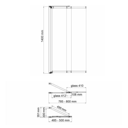 Душевая шторка на ванну Wasserkraft Dill 61S 61S02-80WS Fixed 80х140 стекло прозрачное профиль черный ориентация универсальная