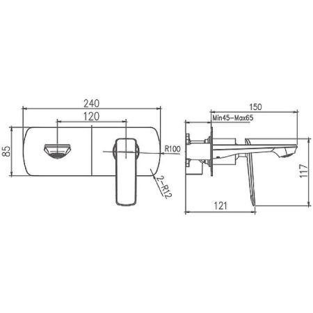 Смеситель для раковины Haiba HB548-8 HB80548-8 встраиваемый в стену белый/хром