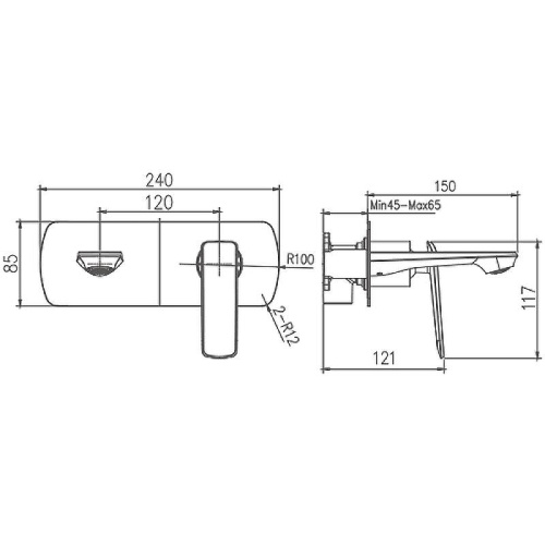 Cмеситель Haiba HB80548-7 встраиваемый в стену черный/хром - фото 3