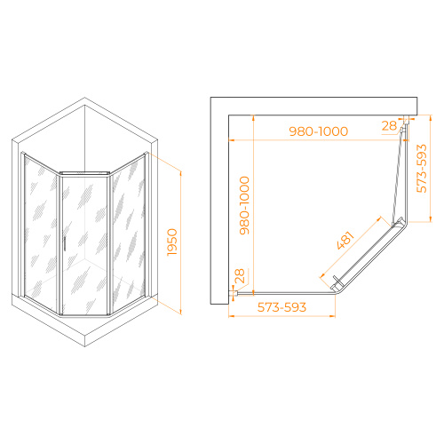 Душевой уголок RGW Passage 38088600-11 100х100 стекло прозрачное профиль хром глянцевый без поддона - фото 3