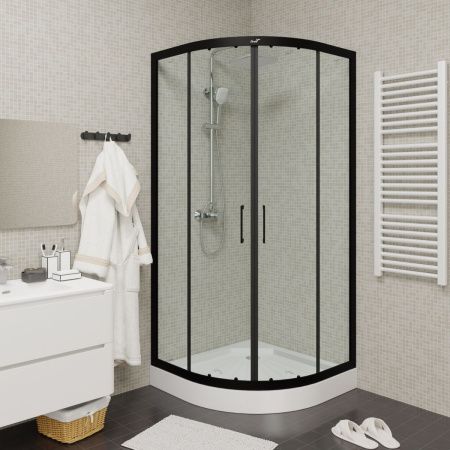 Душевой уголок Cerutti SPA VIVA90B N 90х90 стекло прозрачное профиль черный без поддона