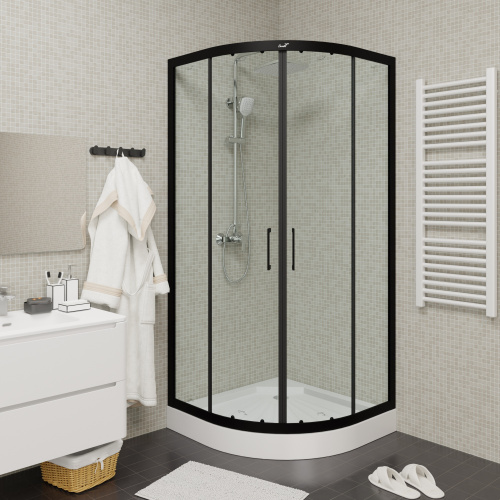 Душевой уголок Cerutti SPA VIVA90B 88х88 стекло прозрачное профиль черный - фото 5