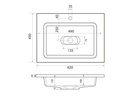 Раковина из искусственного камня Uperwood Modul 2911020339 60х50 полувстраиваемая цвет белый