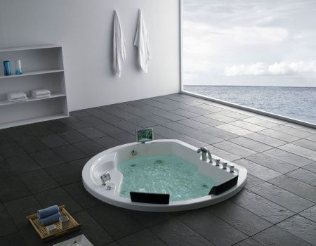 Ванна акриловая гидромассажная Gemy G9053 O 185х160 встраиваемая овальная с каркасом