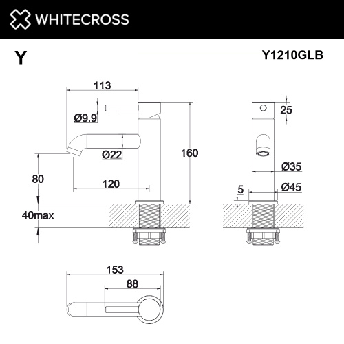 Смеситель для раковины Whitecross Y brushed gold Y1210GLB на раковину золото брашированное без термостата - фото 3