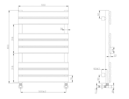 Полотенцесушитель водяной Boheme Venturo 720-G 50х80 золото