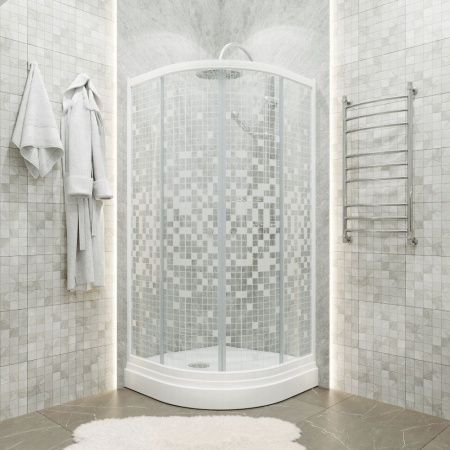 Душевой уголок Тритон Стандарт Щ0000061791 100х100 стекло с рисунком профиль белый с поддоном