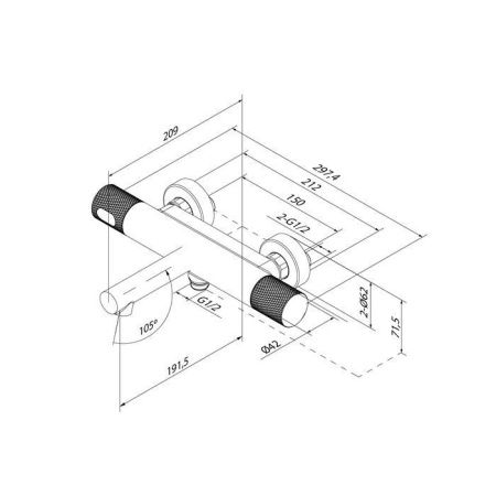 Смеситель для ванны и душа IDDIS Duna DUNGM02i74WA настенный графит
