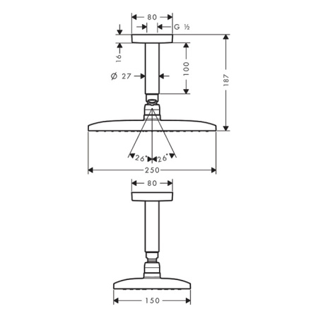 Верхний душ Hansgrohe Raindance E 27380000 25х15 хром