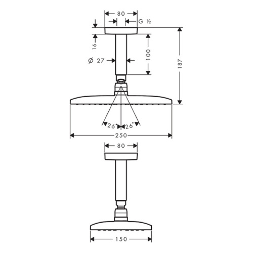 Верхний душ Hansgrohe Raindance E 27380000 25х15 хром - фото 2