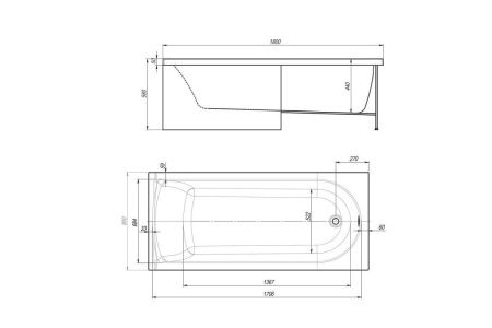 Ванна акриловая Royal Bath Bern RB974103 180х80 пристенная прямоугольная