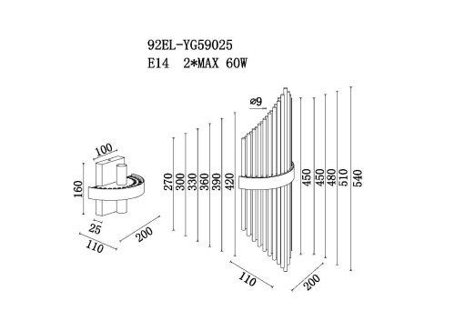 Светильник настенный Garda Decor 92EL-YG59025 - фото 4