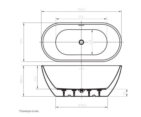 Ванна акриловая Art&Max Latina AM-LATINA-1500-730 150х75 отдельностоящая овальная
