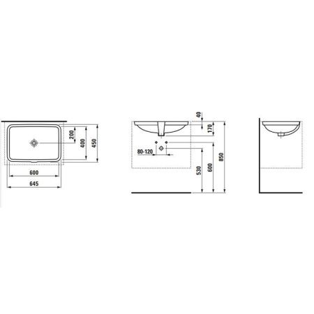 Раковина керамическая Laufen Pro 8.1196.9.000.109.1 60 см встраиваемая цвет белый без отверстий под смеситель