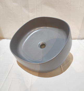 Раковина керамическая White Ceramic Jumper W0727FM 42х42 накладная цвет серый матовый