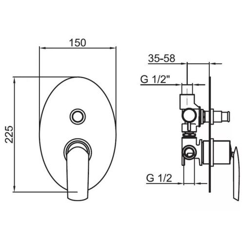 Смеситель для ванны и душа Webert Aria AI860101844 настенный белый/хром - фото 3