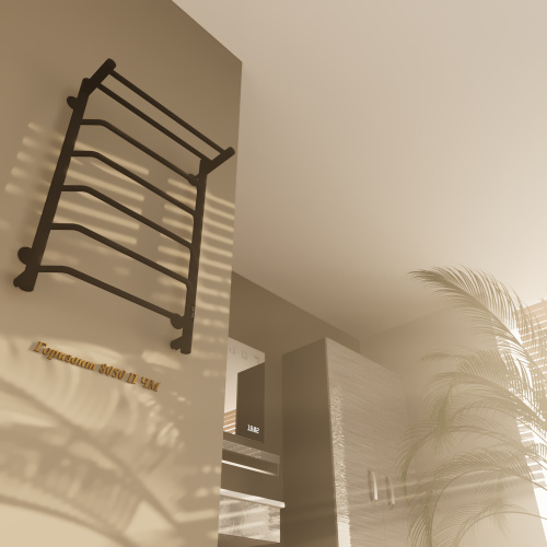 Полотенцесушитель Altasan Горизонт Горизонт8050ПЧМ подвесной 53х81 электрический черный муар - фото 4