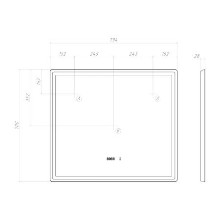 Зеркало с подсветкой Vigo Geometry Luxe 210 80х70