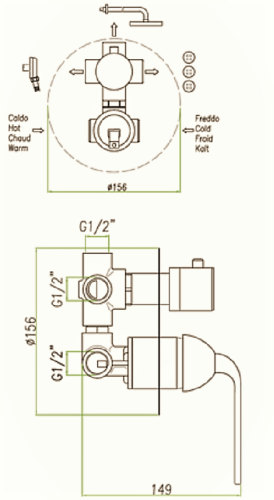 Смеситель для ванны и душа Fiore Koko 87CR7561 встраиваемый в стену хром - фото 3