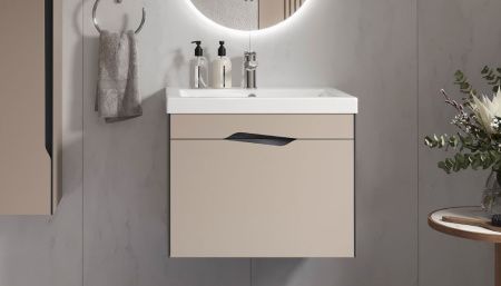 Тумба под раковину Velvex Krona 361 серый камень 60х40 подвесная цвет серый