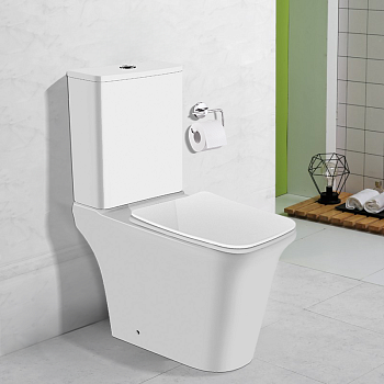 Унитаз напольный с бачком Cerutti SPA CT8457 белый с сиденьем микролифт безободковый каскадный смыв