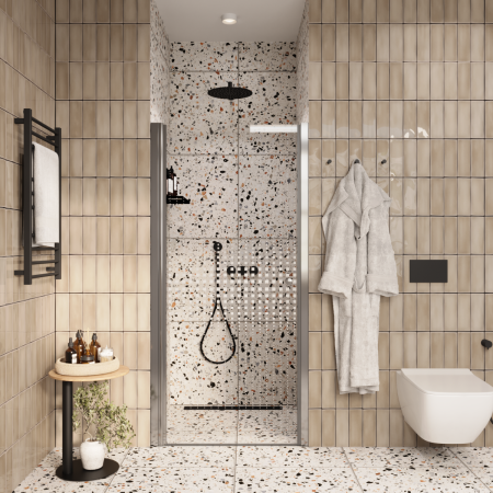 Душевая дверь Parly DE90 90х185 стекло с рисунком профиль хром