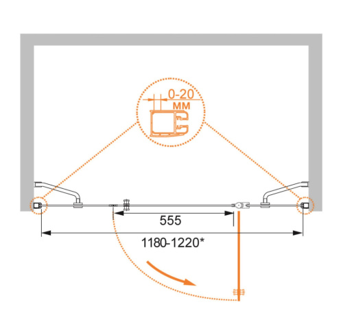 Душевая дверь Cezares ELENA ELENA-W-B-13-30+60/30-P-Cr-R 120х195 стекло рифленое профиль хром глянцевый - фото 5