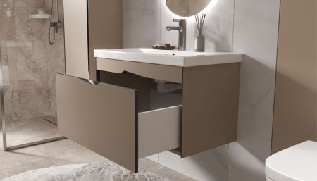 Тумба под раковину Velvex Krona 384 серый камень 80х40 подвесная цвет серый