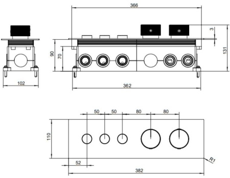 Смеситель для ванны с душем Allen Brau Liberty 5.33003-00 встраиваемый в стену хром с термостатом