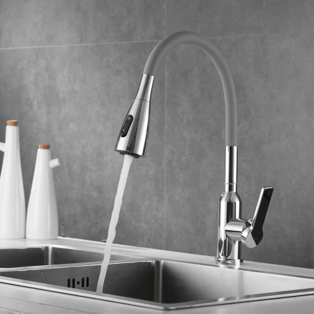 Смеситель для кухни Shevanik S843-9 на мойку хром/серый