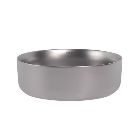 Раковина из сантехнического фаянса Abber BEQUEM AC2108MS 40х40 накладная цвет хром без отверстий под смеситель