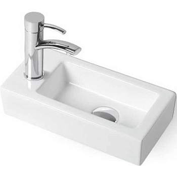 Раковина из сантехнического фарфора Vincea VBS-133L 37х18 подвесная цвет белый 1 отверстие под смеситель