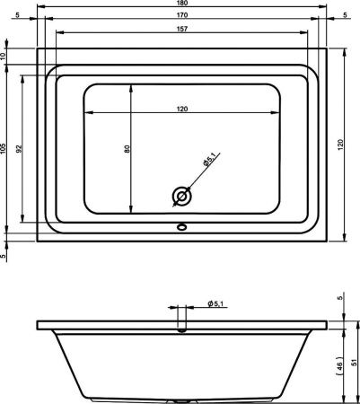 Ванна акриловая Riho CASTELLO B064001005 180х120 пристенная прямоугольная без ножек