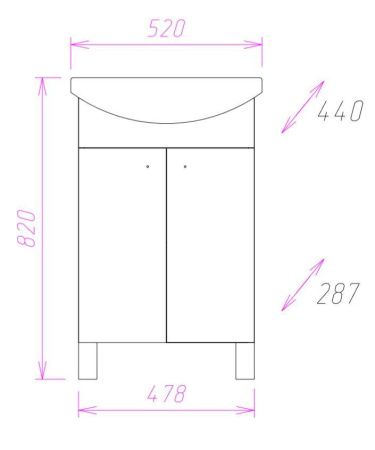 Тумба под раковину Onika Крит 105206 48х29х68 напольная