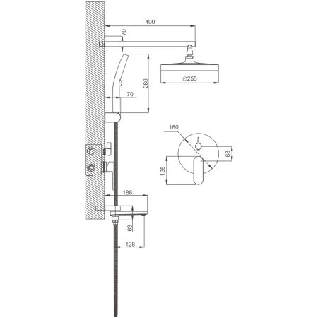 Душевая система Belz B713 B80713-3 встраиваемая в стену цвет оружейная сталь