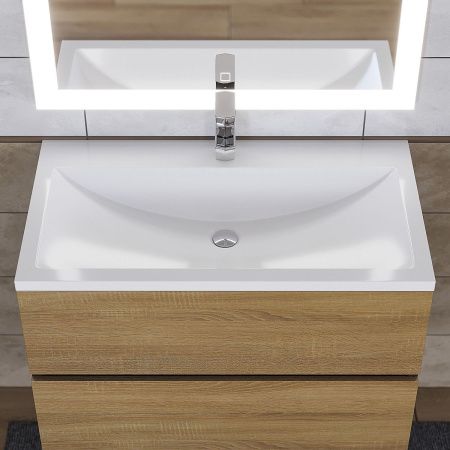 Раковина из искусственного камня Uperwood Self 4538341002 80х50 полувстраиваемая цвет белый