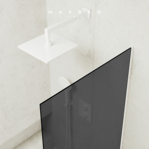 Душевая шторка на ванну Maybah Glass MGV-81-1у 70х140 стекло тонированное профиль белый - фото 4