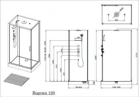 Душевая кабина Acquazzone Bogema 120 120х80 прямоугольная с крышей ориентация универсальная