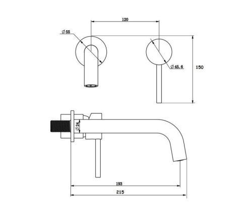 Смеситель для раковины Bronze de Luxe SCANDI 14511B встраиваемый в стену черный - фото 3
