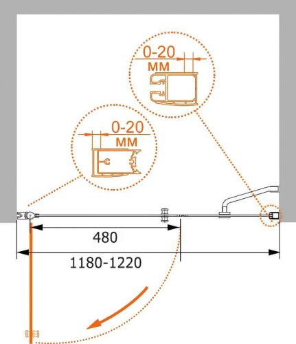 Душевая дверь Cezares ELENA ELENA-W-B-11-60+60-C-Cr 120х195 стекло прозрачное профиль хром - фото 5